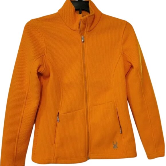 Spyder Endure Tangerine Bright Orange Sweater Fleece Lined Jacket - Size Large - Picture 2 of 9